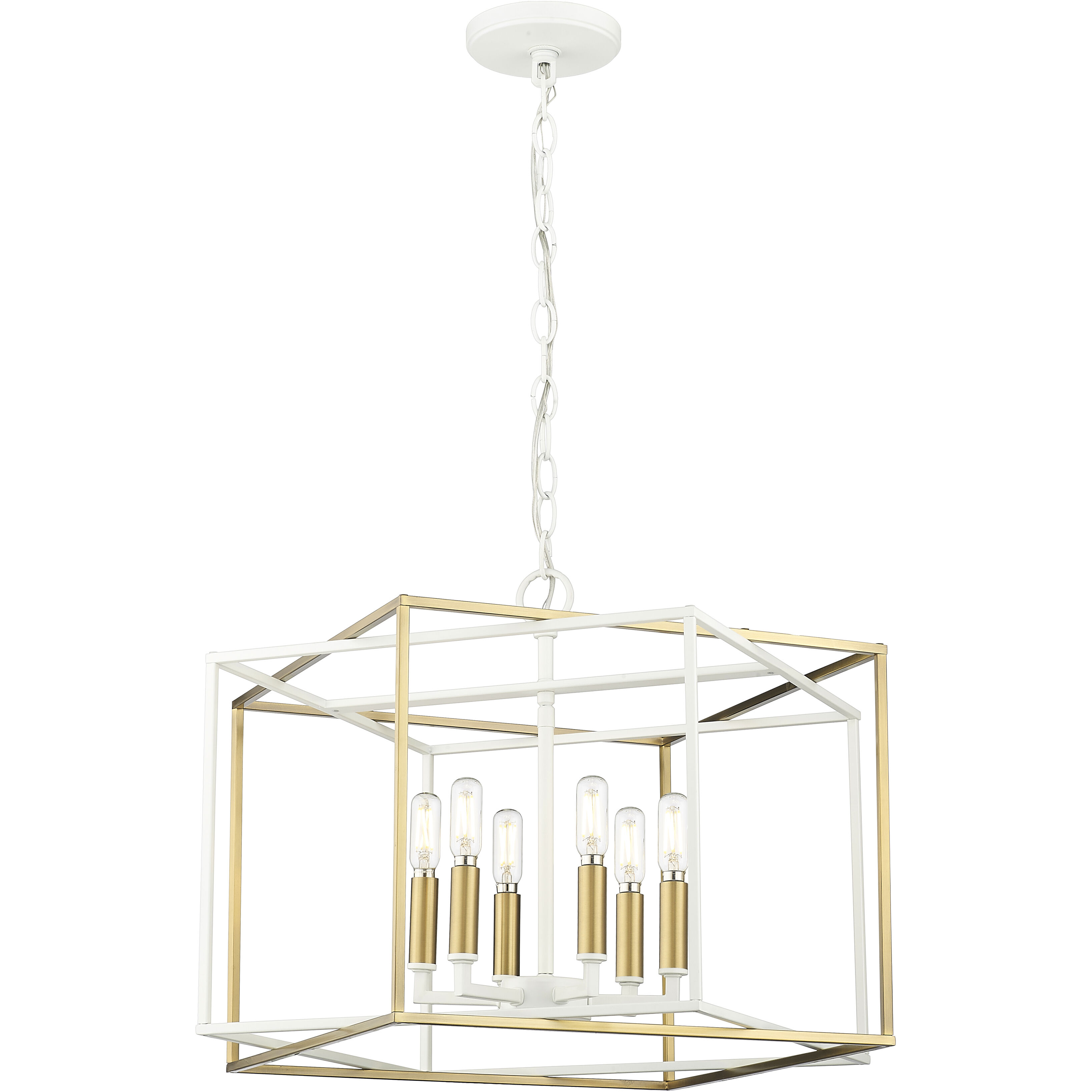 Lowe 6 Light 22 inch Matte White/Vintage Brass Pendant Ceiling Light